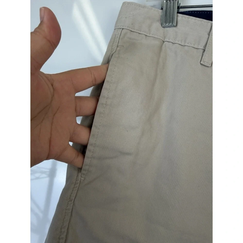 Saddlebred Mens Beige Flat Front Chino Shorts Size 36W Casual Summer Twill